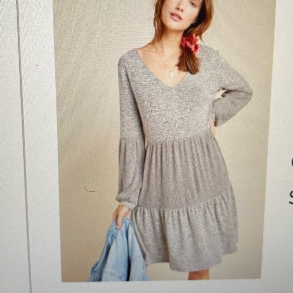 Anthropologie Gray Knit Dress